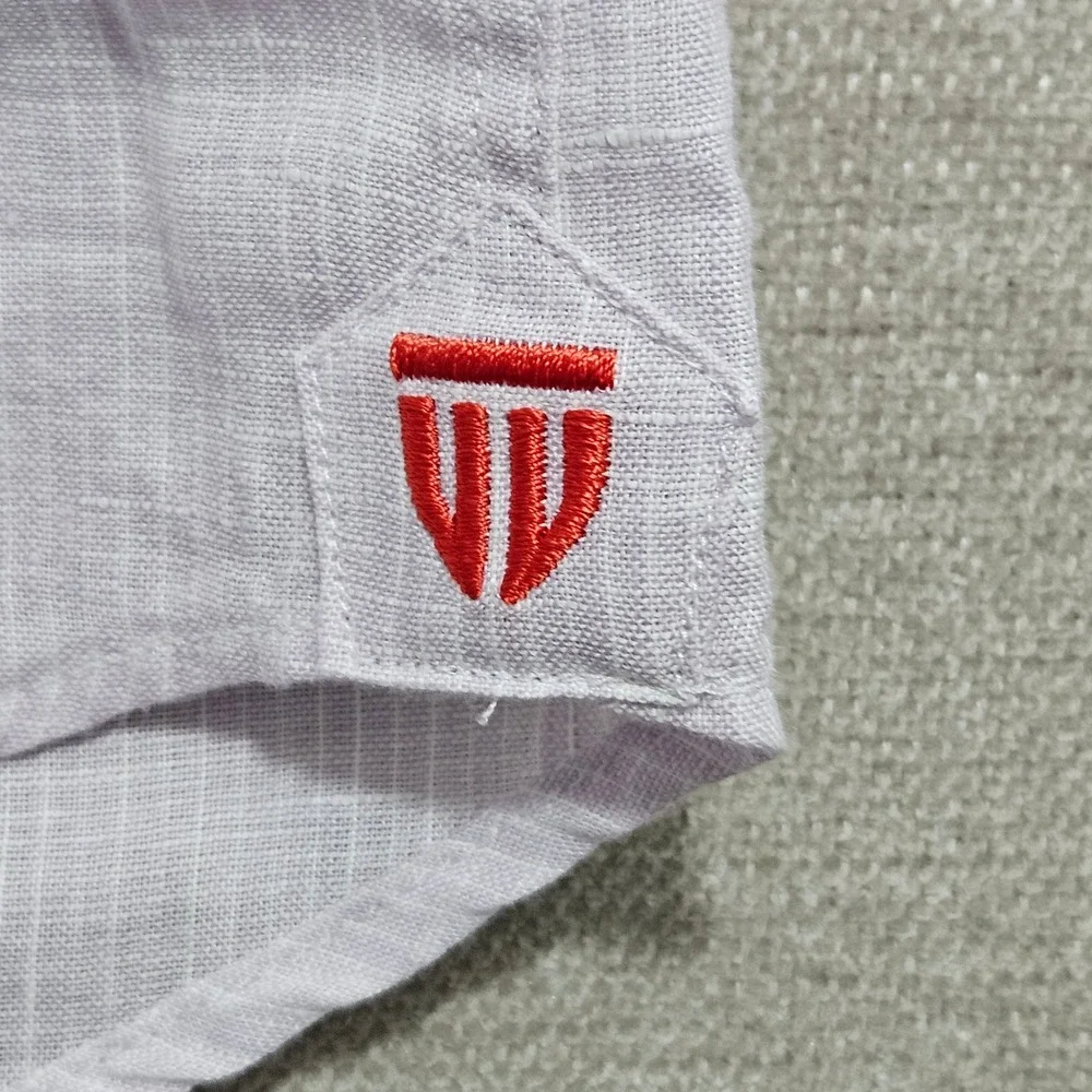 True Measure Popover Shirt XXL Light Purple Striped Linen Long Sleeve